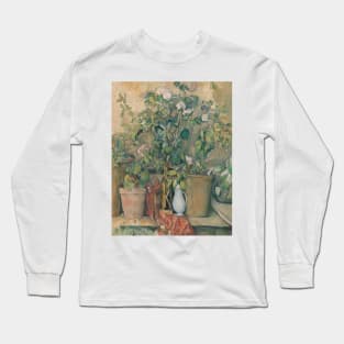 Terracotta Pots and Flowers by Paul Cezanne Long Sleeve T-Shirt